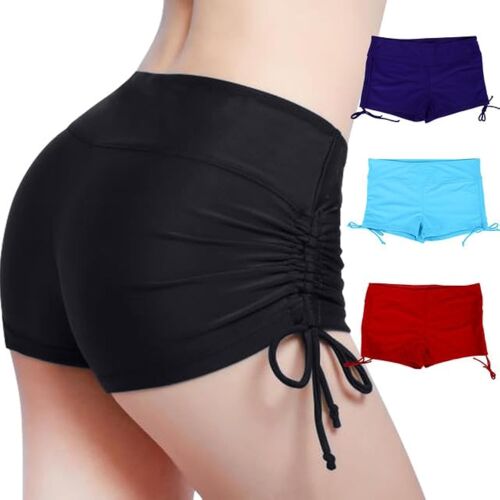 KALANKA-Short de bain pour femme, taille haute réglable, froncé sur le côté, short de bain pour femme et fille
