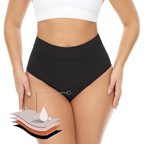 Kalanka-Perioden Maillot De Bain De Natation Pour Filles, Adolescentes Et Femmes - Maillot De Bain Bikini Noir Taille Haute Périodes