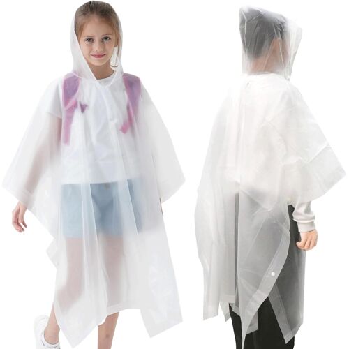 Kalanka-Poncho De Pluie Imperméable Pour Enfant, Réutilisable Cape Eva, Idéaux Pour Randonnée, Vélo, Camping, Cape Pour Garçons Filles (Blanc, 1 Pièces)