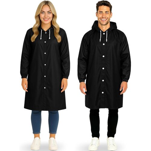 Kalanka-Poncho Pluie Imperméable Femme Et Homme Avec Capuche - 2 Pièces, Veste Longue Waterproof À Boutons Pour Adulte, Poncho De Pluie Long Pour Adulte, Pliable, Pour Festival, Randonnée, Vélo