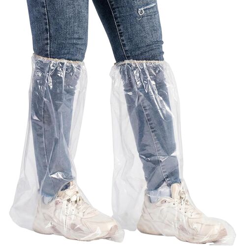 Kalanka-10 Paires De Couvre-Bottes Jetables Imperméables Pour Chaussures De Pluie Pour Hommes Et Femmes, Couvre-Chaussures Bleues Imperméables Antidérapantes Pour Camping En Plein Air (Long, 39 * 50c