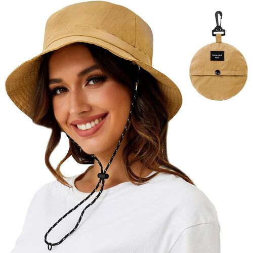 Kalanka-Chapeau De Pluie Femme, Chapeau Anti Uv Protection, Visière Femme, Pliable, Large Bord, Pêche À Cheval Queue Chapeau (Kaki)