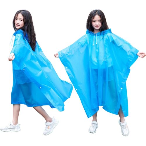 Kalanka-Imperméables Pour Enfants, Poncho Pluie Enfant, Réutilisable Eva Imperméable, Manteau De Pluie À Capuche Pour Garçons Filles, Poncho De Pluie Vélo Randonnée Voyage