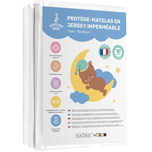 KALANKA-Protège Matelas Bebe 70x140 Imperméable pour Lit Bébé | Alèse Matelas Drap Housse Facile à Installer | Surmatelas Imperméable Lavable en Machine | Oeko Tex sans Produits Chimiques | Garantie
