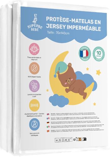 KALANKA-Protège Matelas Bebe 70x140 Imperméable pour Lit Bébé | Alèse Matelas Drap Housse Facile à Installer | Surmatelas Imperméable Lavable en Machine | Oeko Tex sans Produits Chimiques | Garantie