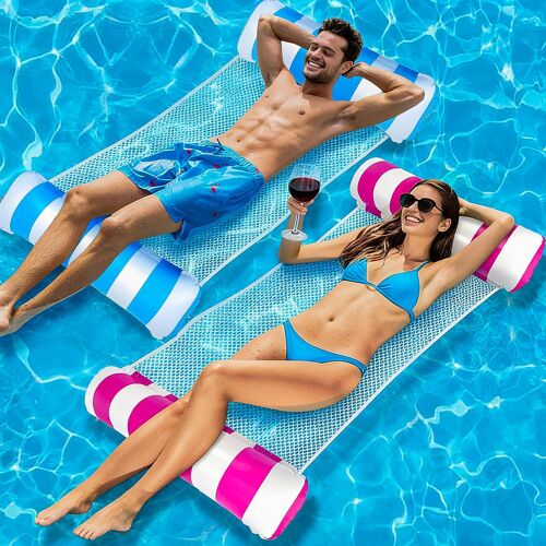 Kalanka-2 Pièces Bouee Piscine Adulte, Matelas Piscine Gonflable, Hamac À Eau Avec Filet Et Pompe À Air, Pliable Flottant Hamac Gonflable, Hamac De Piscine Pour Adultes Et Enfants, Piscine Et Plage