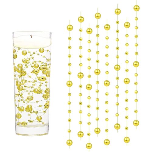 KALANKA-Wasserperlen Perles d'eau Bougies 18 Pièces Flottantes Perle d'eau Bougie 1.2M Flottante pour Vases Remplisseurs de Bouteilles d'eau, Mariages, Décorations de Centres de Table (Doré)