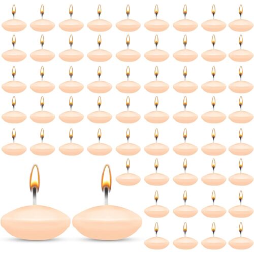 KALANKA-60 Pièces Bougies Flottantes, Bougies Flottantes Non Parfumées,pour Mariages, Soirées Romantiques, Enterrements de Vie de Jeune Fille, Décorations (Orange Clair)