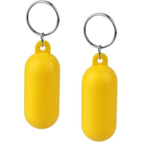 KALANKA-2pcs Bateau Porte-Clés Flottantes, 6,5x2,5cm Jaune Pendentif pour Clé Flottante Forme Ovale en Plastique pour la Navigation de Plaisance Le Surf l'Aviron la Pêche Les Sports de Plein Air