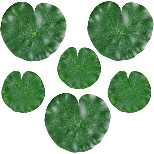 KALANKA-Feuilles De Lotus Flottantes Pour Étang,6 Pcs Feuilles De Nénuphar Flottantes,Feuilles De Lotus Artificielles,Feuilles De Lotus Réalistes Pour Jardin, Étangs, Piscine, Aquarium, Décoration De