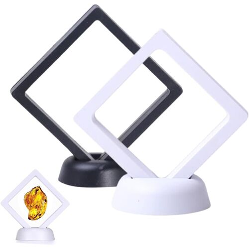 KALANKA-4 Pièces Présentoir Flottant Boîte de Présentation Transparente Support de Bijoux avec Base pour Anneaux, Bracelets, Pièces de Monnaie (Protection contre la Poussière et l'Oxydation)