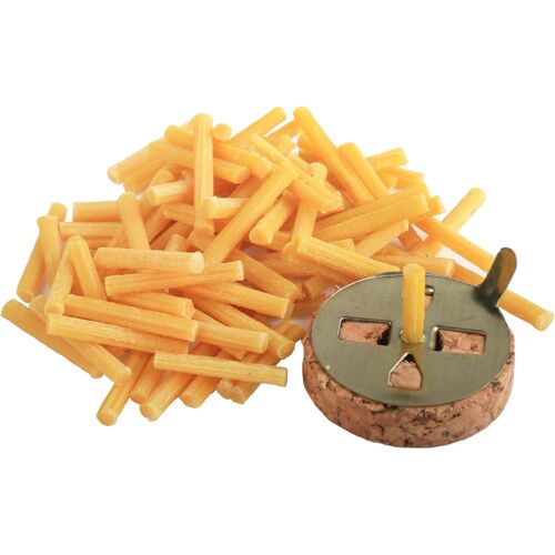 KALANKA-2 pcs. SET 10g (env. 80 pcs.) Mèche pour lampe à huile en cire d'abeille et 1x 3cm support de mèche flottant 40804