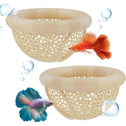 Kalanka-2 Pièces Cachette Flottante Pour Betta 7 X 4 Cm Décor D¿Aquarium Petits Poissons Pour Reposer Nourrir Jouer & Reproduire Tunnel Aquarium Hamac Décoratif Poissons Un Repos En Toute Sécurité