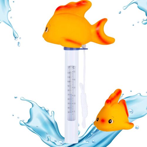 KALANKA-Thermometre Piscine, 1 Thermomètre Flottante thème POISSON avec ficelle ¿ Résistent aux chocs et à l¿eau -Pour piscine intérieure et extérieure, spa, basin (Poisson)