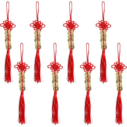 KALANKA-8 Pièces Chinois Fortune Pièces Feng Shui Pendentifs, Feng Shui pièces Chinoises de la Chance, Chinois Rouge Porte-Bonheur Cinq Empereurs Pièces, pour Richesse, Chance, Santé