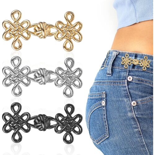Kalanka-Lot De 9 Paires De Serre-Taille Pour Jeans, Boutons À N?Ud Chinois, Pince De Serrage Pour Pantalon, Boucle De Taille Réglable, Bouton De Serrage Amovible Pour Pantalons, Jeans, Jupes Pour Fem