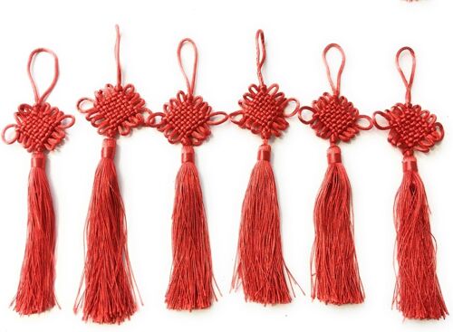KALANKA-Job Lot de 6 cordons de nouage chinois rouge pour le Nouvel An porte-bonheur Feng Shui Sac à glands à suspendre