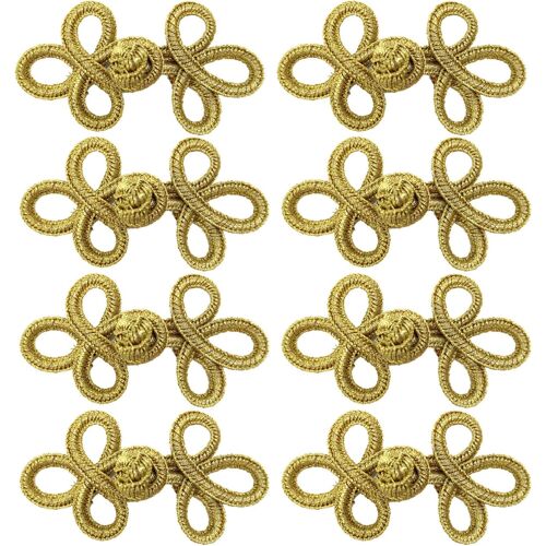 KALANKA-Lot de 10 paires de n?uds chinois à coudre sur boutons mercerie de fermeture, n?uds à coudre pour costume Cheongsam Tang écharpe, cardigan, pull, cape manteaux, costumes (doré, W3)