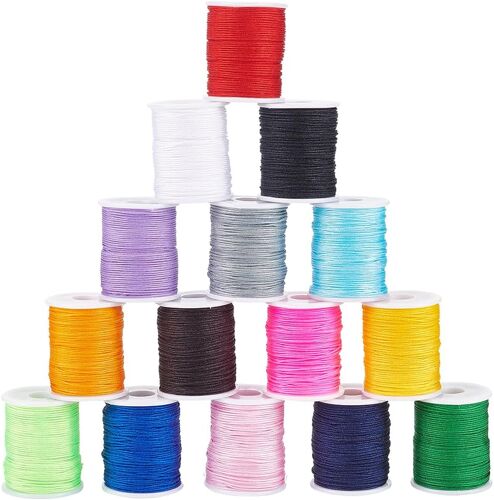 Kalanka-150m 15 Couleurs Fil Nylon Pour Bracelet Fil Macramé 0.8mm Tressée Corde Pour N?Ud Chinois Carillon Éolien Bijoux Enfilage Bracelet Collier Macramé, Artisanat, Capteur De Rêves