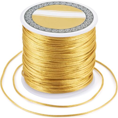 Kalanka-Pandahall Cordon En Nylon Satiné Queue De Rat De 70 M X 1 Mm Pour N?uds Chinois, Perlage, Fabrication De Bracelets, Bijoux Diy, Décoration (Goldenrod)