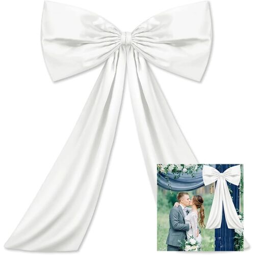 KALANKA-Riesenschleife 24 x 36 pouces, énorme n?ud de décoration pour mariage, anniversaire, fête, festival, église, Noël, n?ud blanc en satin lisse de grande taille