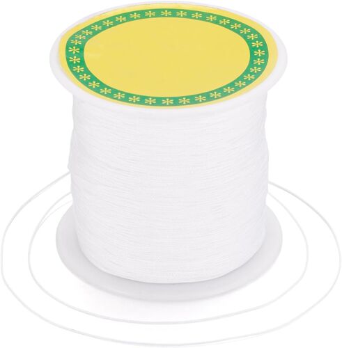 Kalanka-Cordon En Nylon Tressé Pour Perlage, N?Uds Chinois, Macramé - Pour Fabrication De Bracelets, Colliers, Bijoux - Blanc - 137 M X 0,5 Mm