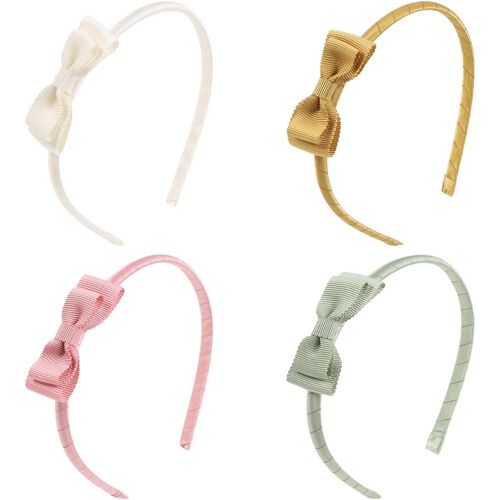 KALANKA-4 Pièces Serre-tête Fille Multicolore en Vert Blanc Rose et Jaune avec de Grands N?uds Décoratifs Bandeaux Enfant pour Tous les Jours Fête Anniversaire ou Cadeau