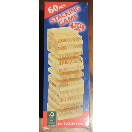 Jeu de construction tour infernale 60 pièces en bois massif 7x2,3x1cm type kapla Neuf sous blister