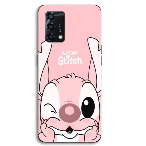 Coque Pour Oppo A95 Stitch Angel mignon fond rose Maniacase
