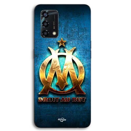 Coque Pour Oppo A95 OM dorée brilant droit au but fond bleu Maniacase