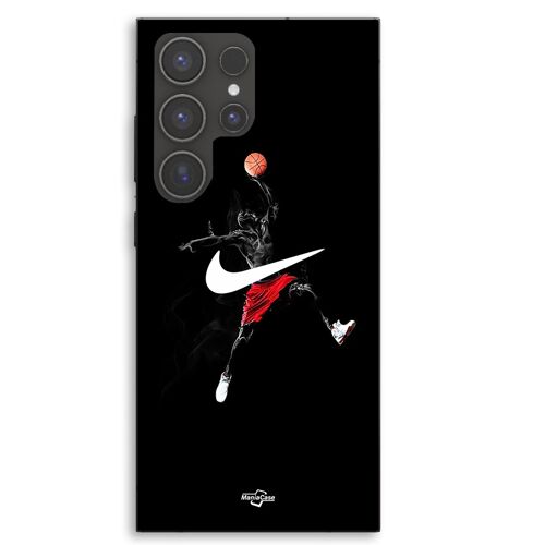 Coque Pour Samsung Galaxy S23 Ultra Nike Jordan logo fond noir Maniacase