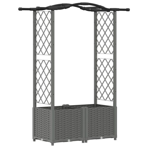 vidaXL Lit Élevé avec Treillis et Toit Gris clair 125 x 40 x 138 cm PP