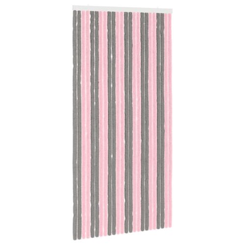 Vidaxl Rideau Anti-Insectes En Chenille Gris Argent Et Rose