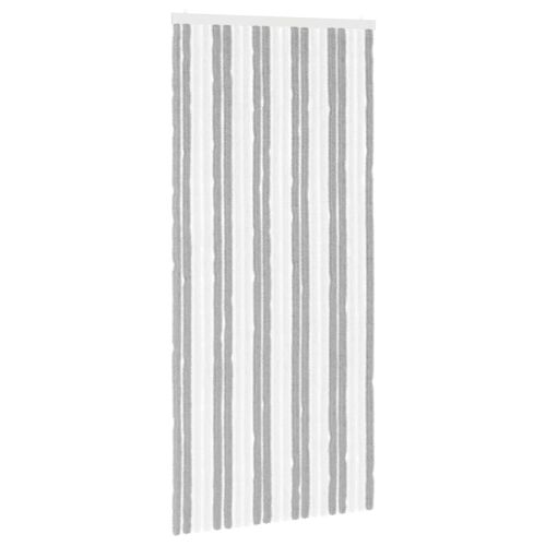 Vidaxl Rideau Anti-Insectes En Chenille Gris Et Blanc 90 X 200 Cm