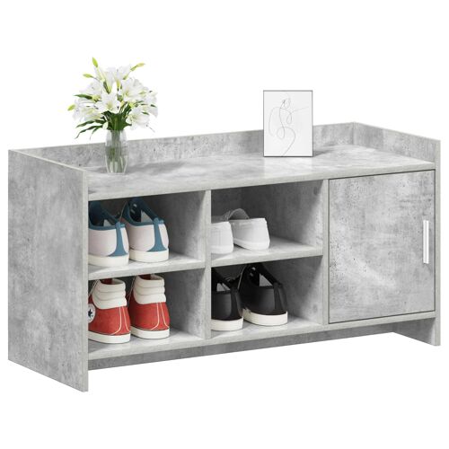 vidaXL Cabinet à chaussures avec porte Gris béton 100 x 39,5 x 51 cm