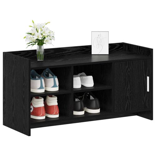 vidaXL Cabinet à chaussures avec porte Chêne noir 100 x 39,5 x 51 cm