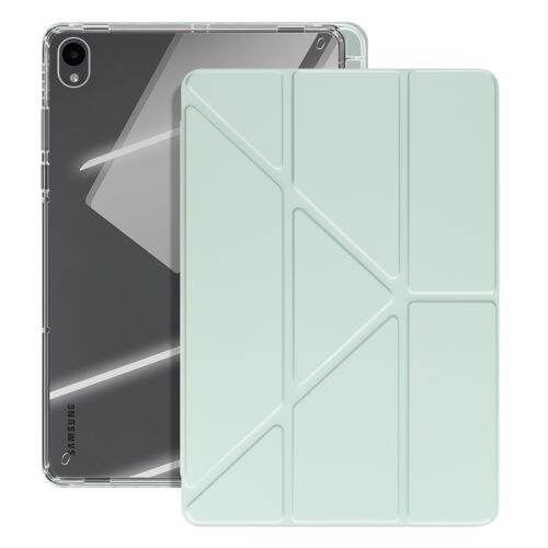 Étui pour Galaxy Tab S11 avec Fonction Support Modulable Design Origami Vert pâle