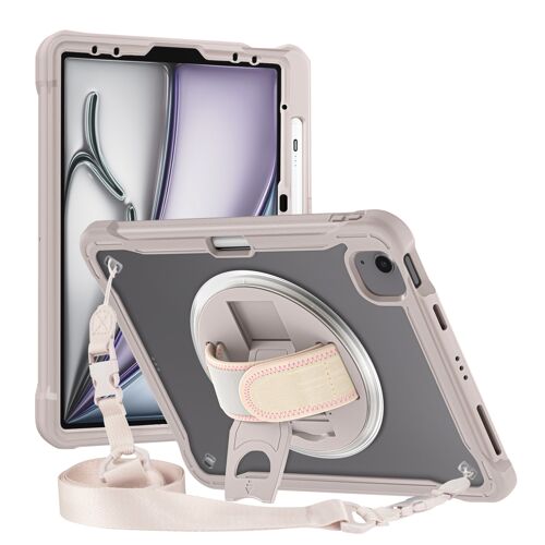 Coque Renforcée pour iPad Air 13' 2025 avec Bandoulière et Support Vidéo Beige