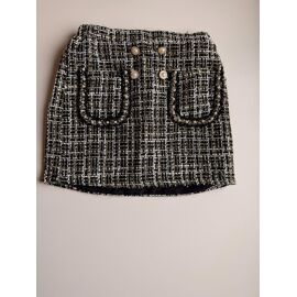 Jupe En Tweed Noire Et Blanche Fille 10 Ans (Id374)