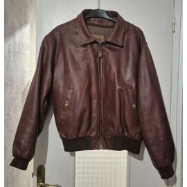 Blouson Cuir Redskins Homme Taille Xl 42 Marron Bomber 2 En 1
