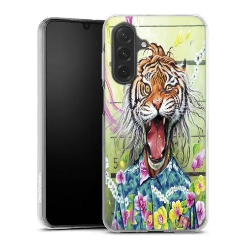 Coque Samsung Galaxy A27 5G Tiger Flowers | Housse Antichoc Silicone Souple, Ultra Fine, Protection intégrale, Motif Animaux Tigre f