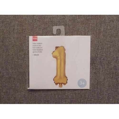 Ballon Alu Doré Chiffre 1- H 30cm- Neuf- HEMA
