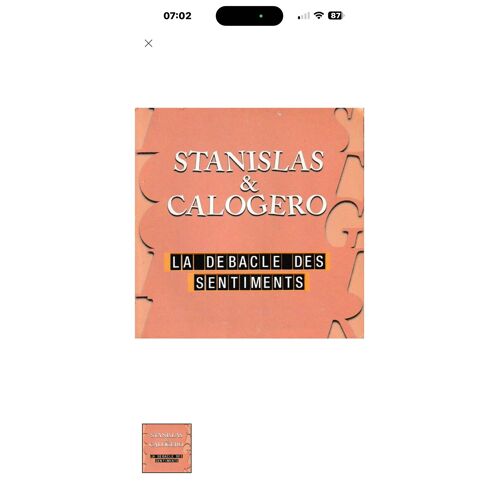 Calogero &amp; Stanislas La Débacle Des Sentiments. (P)2008 ®Rapas ®Mercury ®Polydor ©®Universal Music Made In E.U. By ®Universal Music Cd Rare Épuisé 1 Cd Single 2 Titres Format Cardsleeve Plage Opendisc