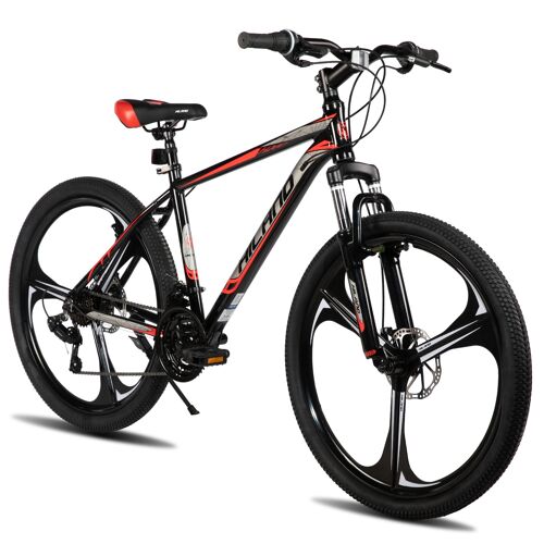 Hiland Vtt 26 Pouces Pour Adultes, 3 Roues À Rayons, 18 Vitesses, Pour Homme Et Femme, Avec Double Frein À Disque, Cadre En Aluminium De 26 Pouces, Noir