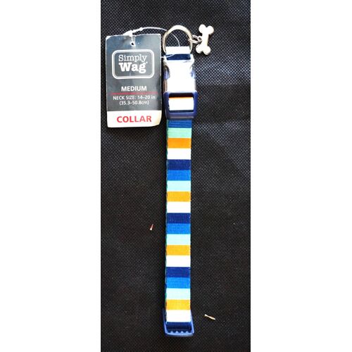 Collier Simply Wag En Tissu Nylon Pour Chat Ou Chien Taille M. (18 Kg 35 À 50 Cm Maxi).