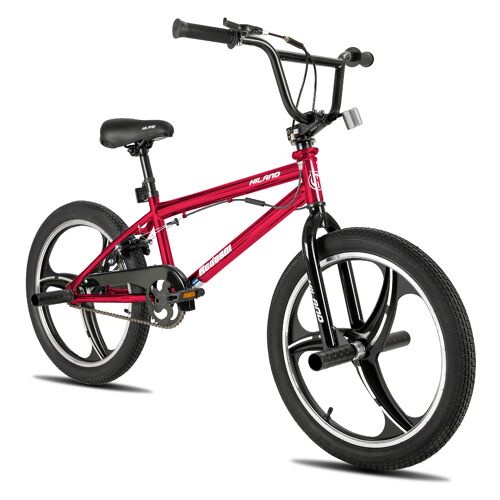 Hiland Vélo Bmx Enfant 20 Pouces, Rayons 3, Pour Garçons Et Filles À Partir De 7 À 13 Ans, Rotor 360° Freestyle, 4 Pegs, Bmx Monovitesse, Rouge