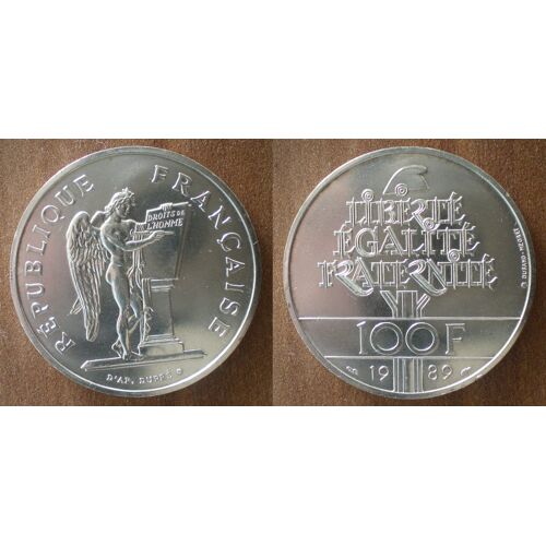 France 100 Francs 1989 Droits De L Homme Piece Neuve Commemo Argent