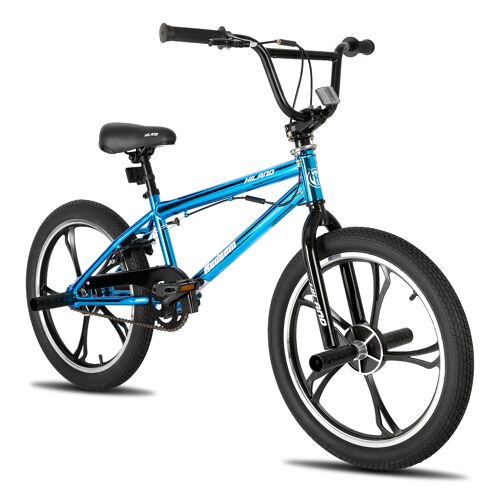 Hiland Vélo Bmx Enfant 20 Pouces, Rayons 5, Pour Garçons Et Filles À Partir De 7 À 13 Ans, Rotor 360° Freestyle, 4 Pegs, Bmx Monovitesse, Bleu
