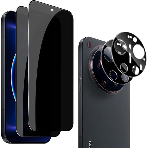 KALANKA-2+2 pièces Anti-Espion Verre Trempé pour Xiaomi 17 Ultra + Protecteur d'Objectif de Caméra Arrière, 9H Dureté Privacy Protection écran, Anti-Rayures Anti-Spy Film Sans Bulles