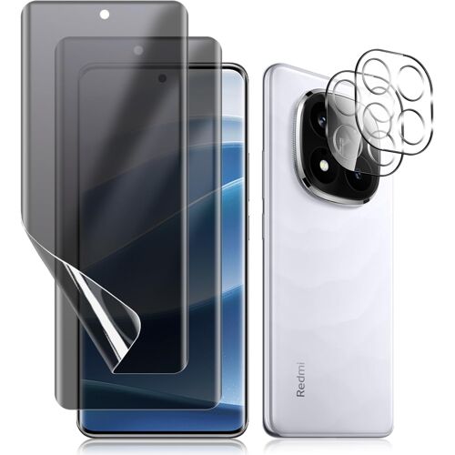 KALANKA-Anti-Espion Protection D'écran pour Xiaomi Redmi Note 14 Pro 5G, [2+2Pièces] Verre Trempé Protection Objectif Caméra TPU Privacy Film Protection écran pour Xiaomi Redmi Note 14 Pro 5G